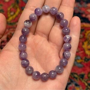 Purple Amethyst Beaded Stretch Bracelet -6.5/7 inch